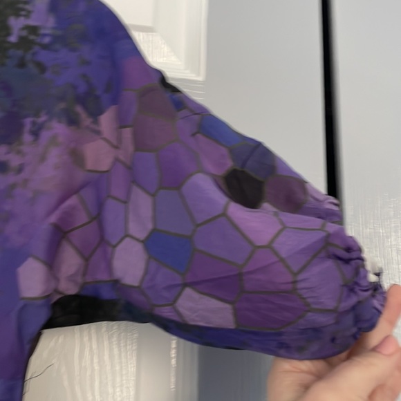 Aoyama Itchome silk scoop neck a-line dress with various scale like print - Picture 8 of 11